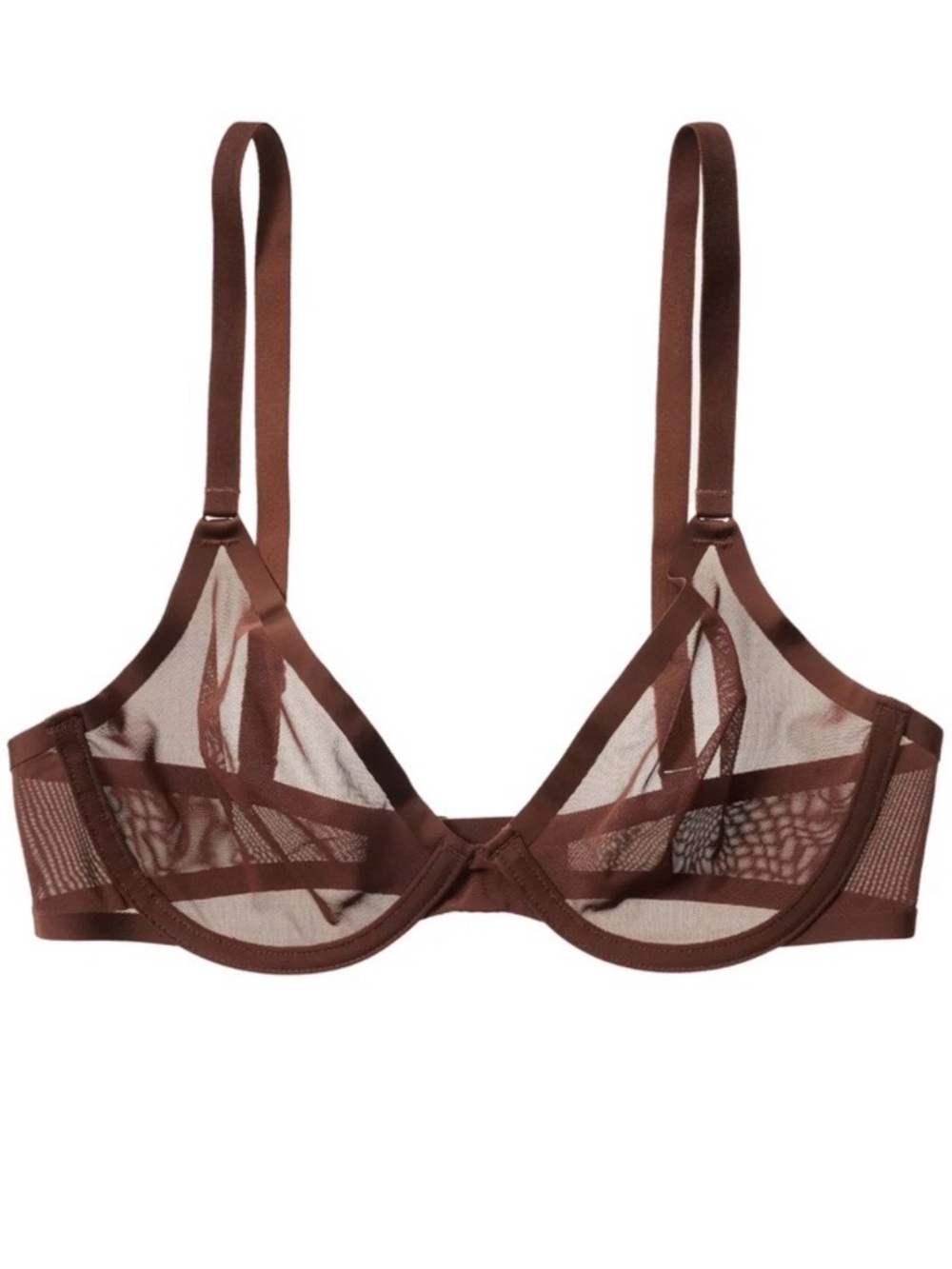 CUUP Sheer Mesh Underwire Bra in Chocolate Brown